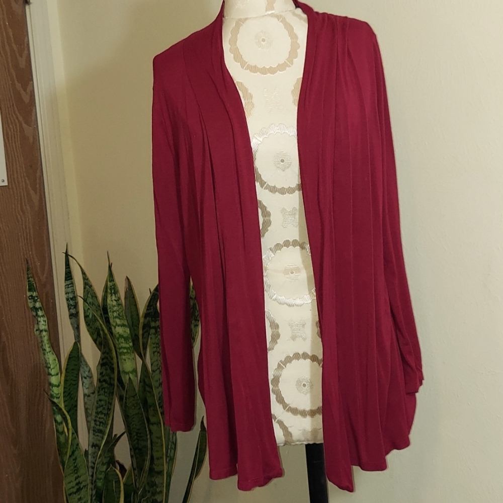 Wine long sleeve open front cardigan
